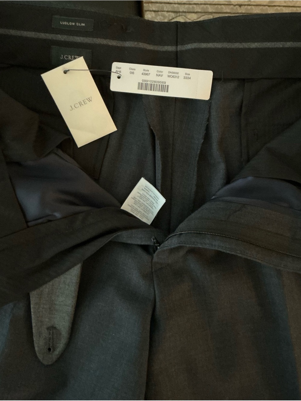 J. Crew NWT Men's Lightweight Wool Dark Navy Dress Pant Ludlow Tollegno Slim 33 - Picture 9 of 9